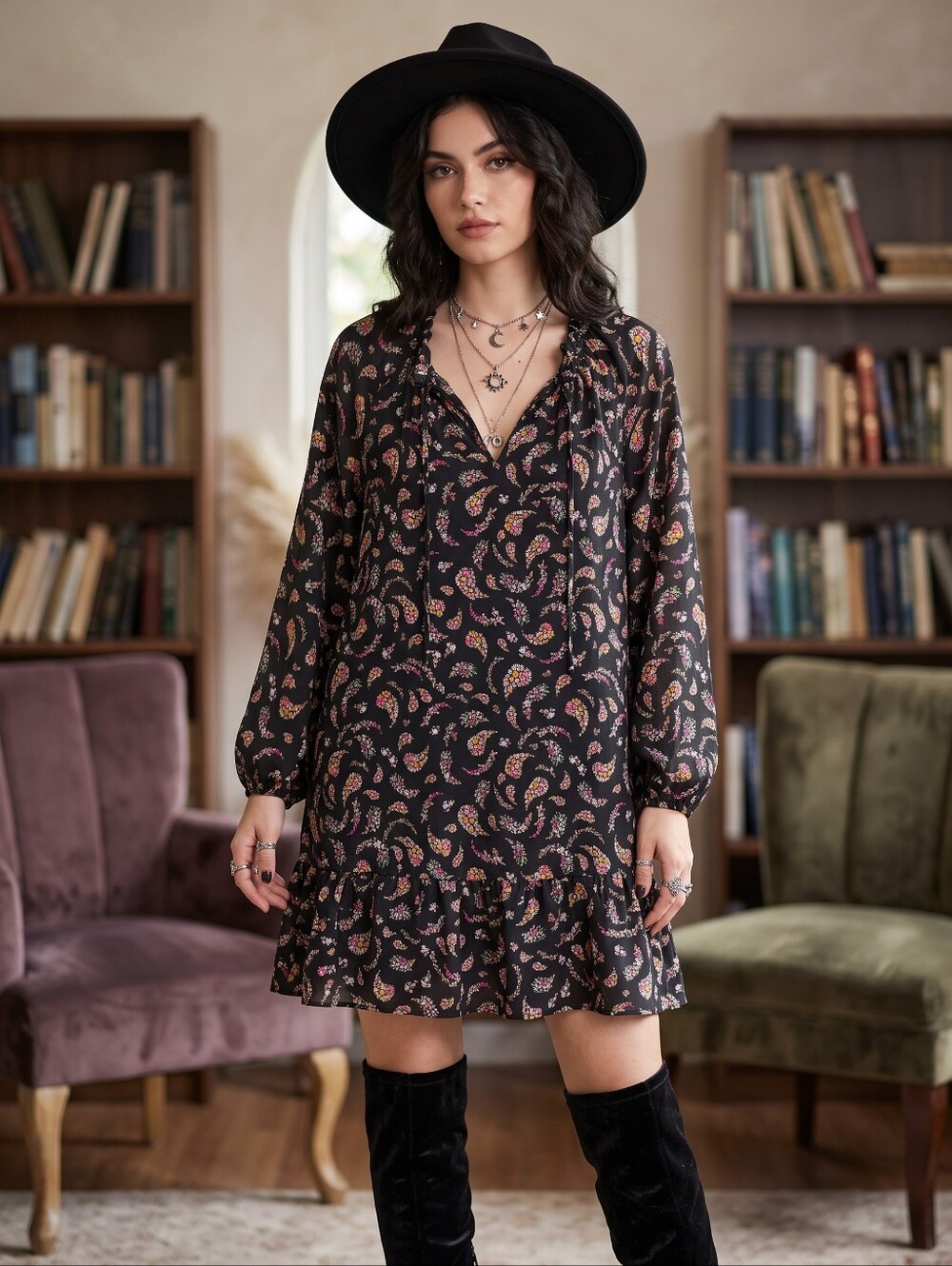 Old Navy Floral Ruffle Shift Dress Boho Cottagecore Whimsigoth Prairie Romantic